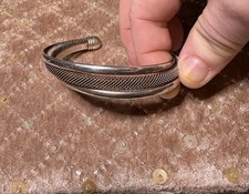 Mordernist Vintage 925 Sterling Silver Mesh Twisted Smooth Cuff Bracelet Issues