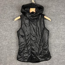 Lululemon Womens Black Hooded Puffer Vest Size 4 Sleeveless Full Zip Athleisure