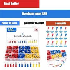 280 pièces Cosses Electriques à Sertir, 15 types 0,5-6,0 mm², Connecteurs