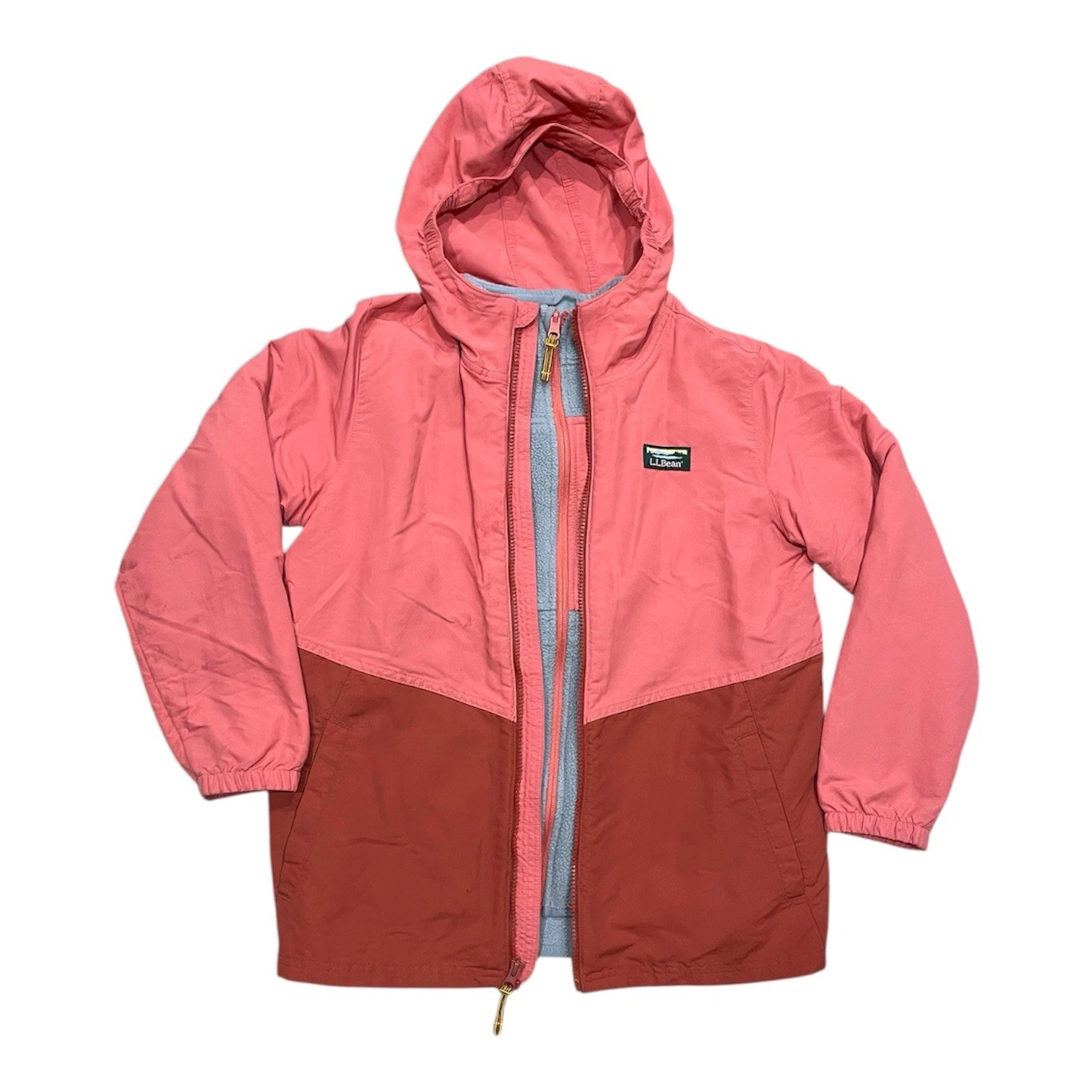 Girls Youth L.L. Bean 3-in-1 Ski Jacket Zip Away Coat Fleece Size L 14-16 Winter