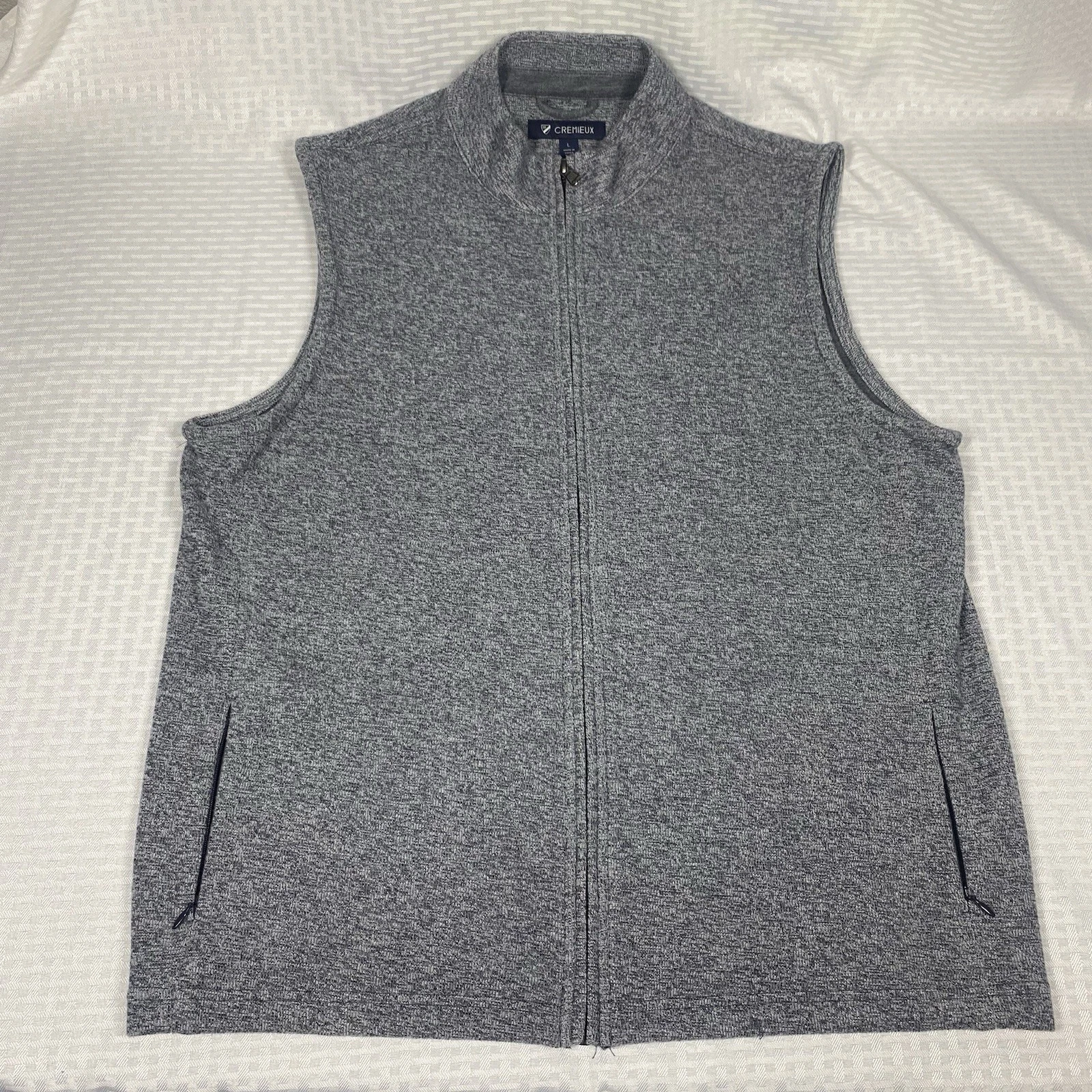 Daniel Cremieux Sweater Vest Mens L Gray Full Zip Soft Feel Pockets Casual
