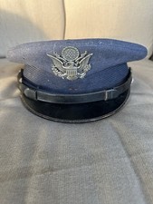VTG 1950s United States Air Force Officer Dress Cap Hat Visor Sz 6 7/8 Blue Wool
