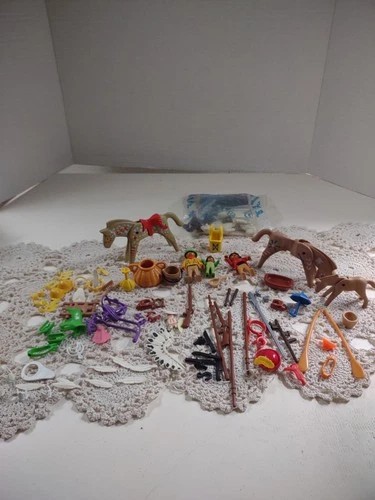 Playmobil Huge Lot Horses Jewelry Native Americans Accessories Vintage 90+ Piece