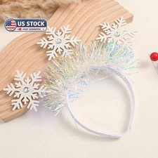 Christmas Headband White Snowflake Hair Bands Glitter Snowflake Rhinestone Headp