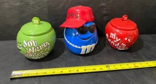 M&M candy dish bowl ceramic lot of 3 Player You Wanna Piece of Me +