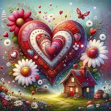 Diamond Art Kits for Adults, Love and House Diamond Painting Kit, Full Drill