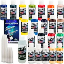 20 Createx Colors Airbrush Paint Kit, Cleaner, Mix Cups, Hobby  Art  Crafts