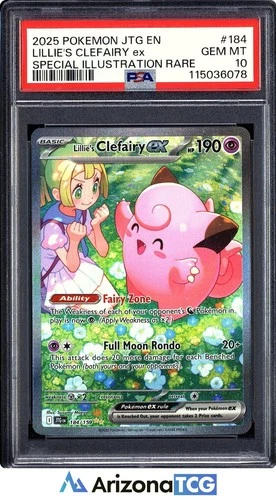 Pokemon 2025 Lillie's Clefairy ex 184 SIR Journey Together GEM MINT PSA 10