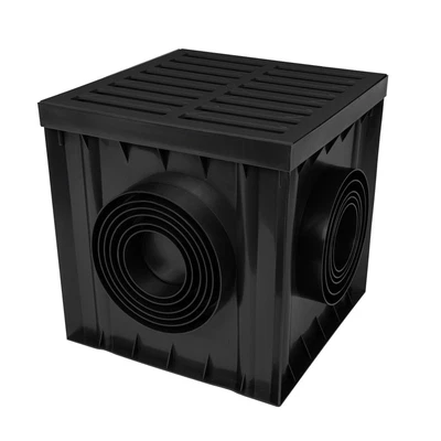 DOMELO Hofablauf anthrazit A15 begehbar 30x30x30cm Bodenablauf Hofentwässerung