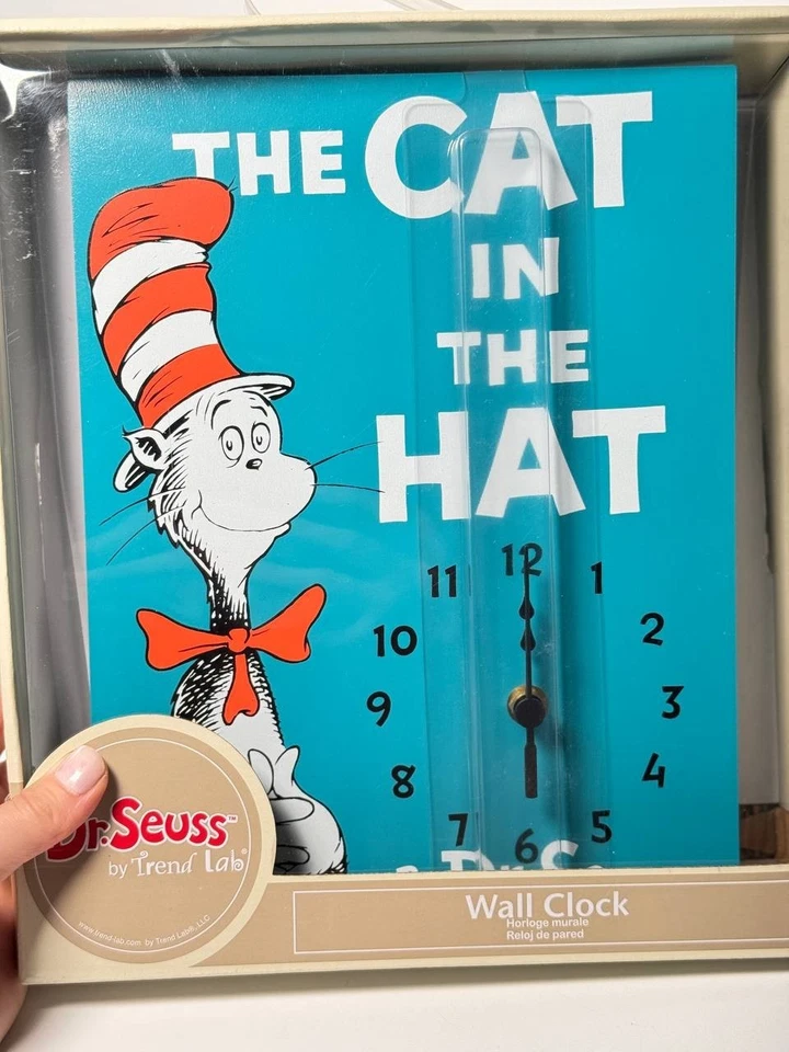 Trend Lab Dr. Seuss The Cat in the Hat Wall Clock – Nursery Decor – New - Image 2 of 3