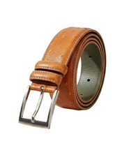 Stylish Ostrich Print Belt Men s Cognac Leather Belt