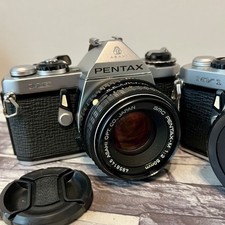 PENTAX ME  MV1 SLR 35mm Film Camera Silver Body w/ SMC PENTAX-M 50mm 1:2 Lens 