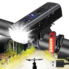9000LM Super Bright LED Bike Light USB Rechargeable Bicycle Front Rear Headlight