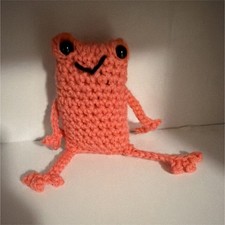 Handmade Crochet Pink Frog Stuffed Animal Plush Toy Small 6-14 in Gift Idea