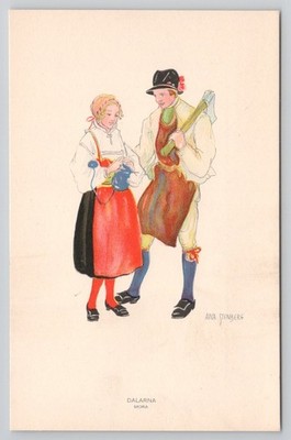 Aina Stenberg Masolle Dalarna Children Girl Knits Cultural Dress Sweden Postcard