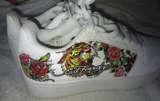 Ed HARDY White Tiger Tattoo Low Top Sneaker Size 7