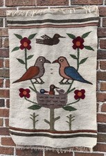 Hand Woven Wool Vtg Rug Great Color Zapotec Tree Of Life Birds Flower Tapestry