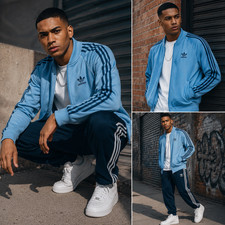 VNT Adidas ATP Keyrolan Track Jacket USA Made Sky Blue Navy Trefoil Zip Mens M