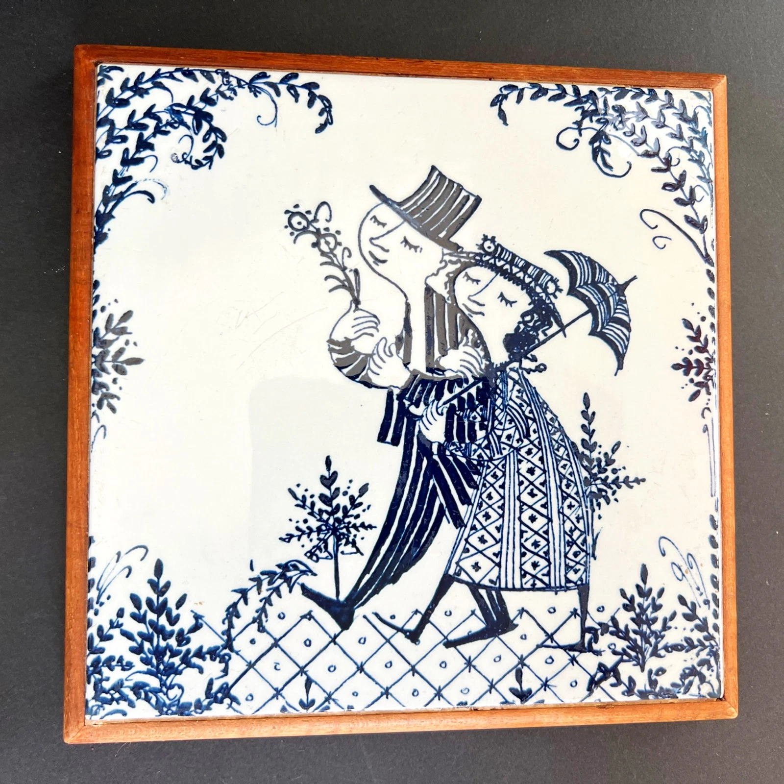 2 Vintage Bjorn Winblad Nymolle Denmark Ceramic & Wood Trivets – Rare! - product detail image 5