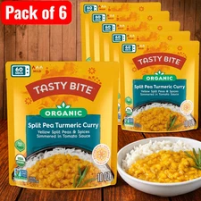 Tasty Bite Organic Split Pea Turmeric Curry - Vegan, Gluten-Free  10oz - 6 Packs