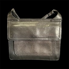 Vtg Fossil Double Sided Crossbody Shoulder Bag in Black Leather