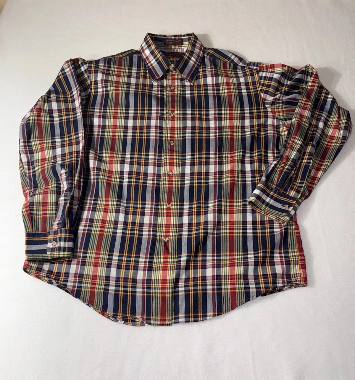 Chaps Ralph Lauren Shirt Size XL Colorful Lightweight Plaid Button Down Vintage