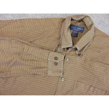 Scott Barber Shirt Mens Med Brown Plaid Long Sleeve Button Down Cotton
