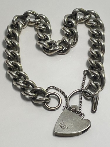 Vintage 'Georg Jensen GLtd' sterling silver 925 bracelet & heart padlock 32.14g - Picture 2 of 18