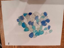 Beach Sea Glass Approx 5 oz blues and white