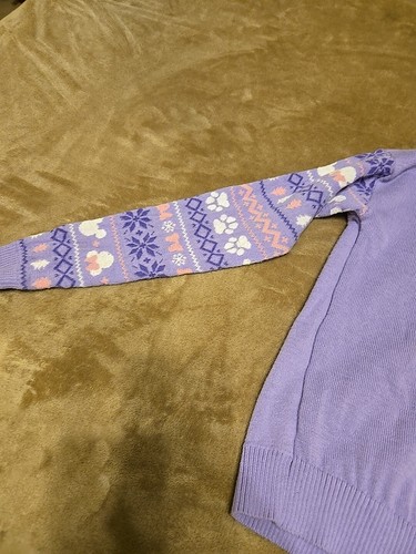 Disney 100 Minnie Mickey Kids Christmas Sweater Purple Fair Isle Size M 7/8 - Picture 7 of 9