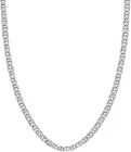 3MM 925 Sterling Silver Italian Diamond Cut Flat Mariner Chain Necklace 16"-30"