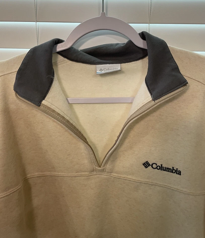 Pullover Columbia Uni Sexo Adulto Pequeño 1/4 Cremallera Cuello Color Crema Manga Larga Foto 2 de 4
