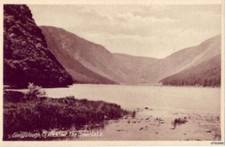 IRELAND GLENDALOUGH COUNTY WICKLOW THE UPPER LAKE GLACIAL VALLEY