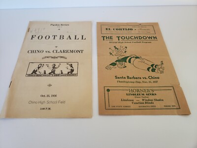 1936 And 1937 Chino High School Football Programs