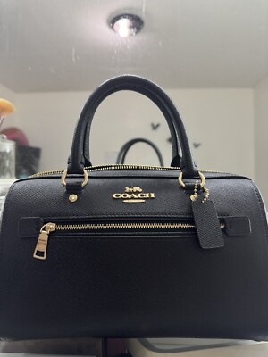 COACH Rowan Satchel With Signature Canvas Detail C8287 GoldBlack Khaki
