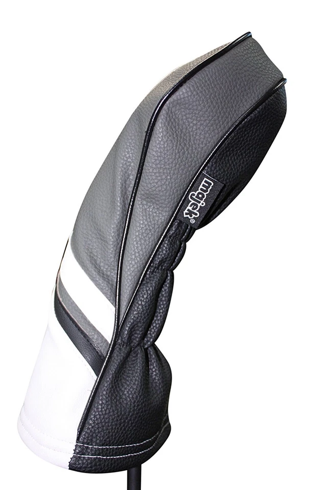 Majek Retro Golf #1 Driver Headcover Gray Black and White Vintage Leather Style - Image 3 of 4