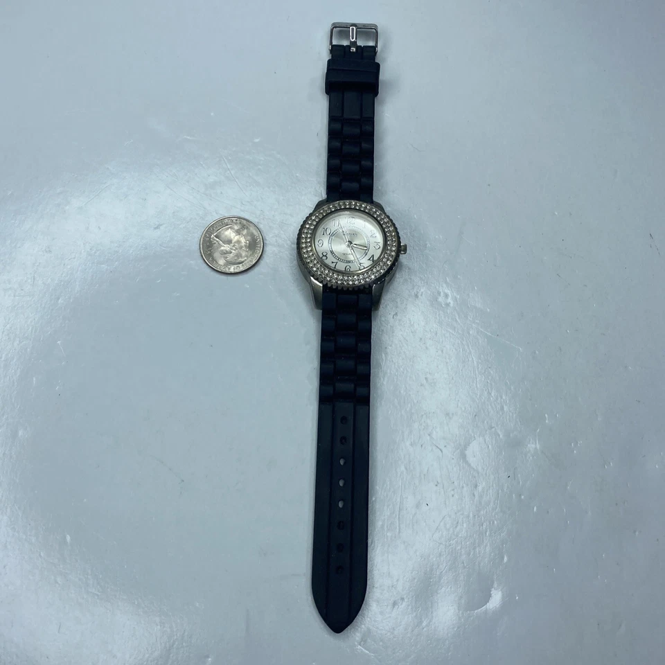 E Xanadu Cristal Plata Jalea Negra Damas Reloj De Colección Cuarzo Acero Inoxidable Funcionando Foto 2 de 4