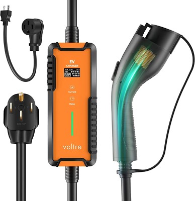 Voltre M2 Level 1&2 EV Charger for Tesla&EVs | 25 Ft Adj.8-32A 100-240V Portable