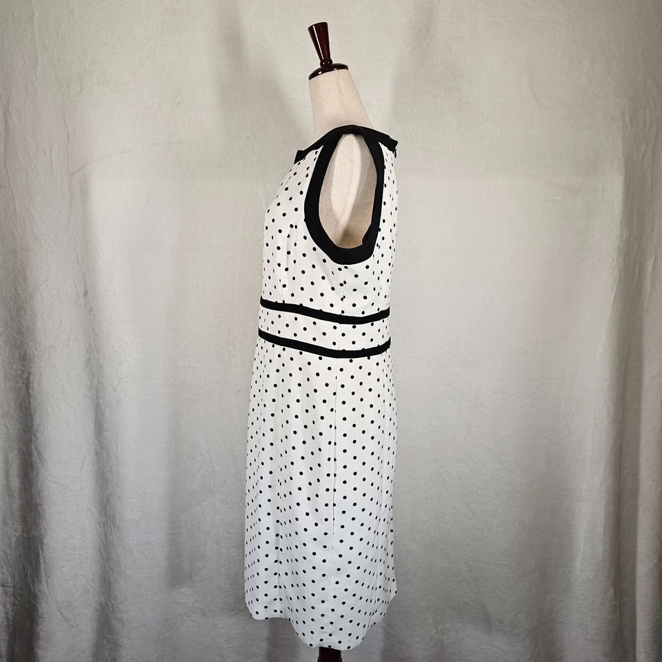 Vestido Black Label by Evan Picone para mujer 12 blanco negro a lunares acampanado forrado Foto 2 de 4