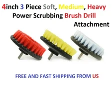 4inch 3 Piece Soft, Medium, Heavy Power Scrubbing Brush Drill Attachment