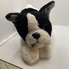 fao schwarz dog plush-black n white Boston terrier dog 12 in stuffed animal