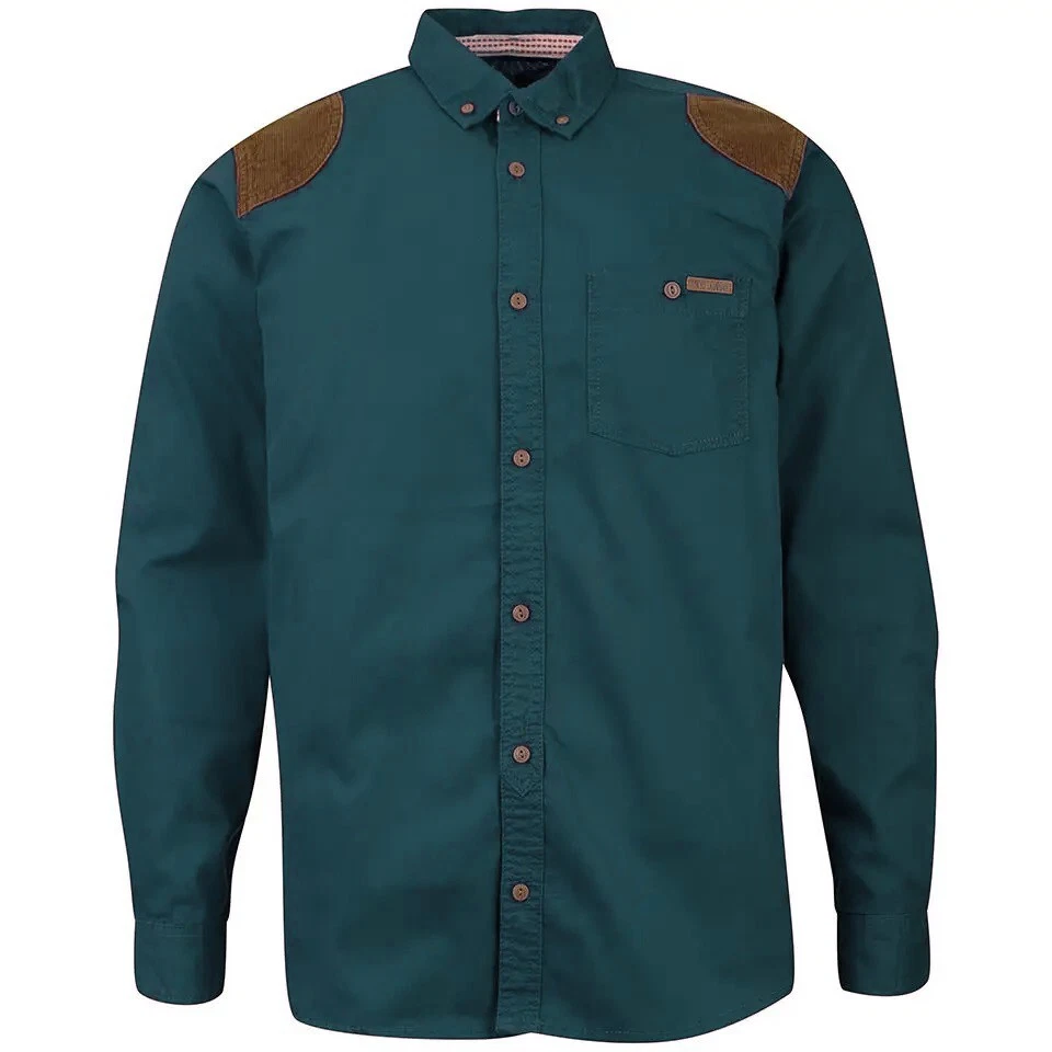 Camisa de lavandería Tokyo ASHER camisa de manga larga con parche de cordón en verde esmeralda - grande Foto 3 de 4