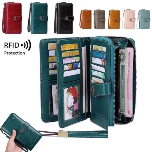 Women's Large Capacity Zipper PU Leather Long Wallet Ladies Casual Coin Purse