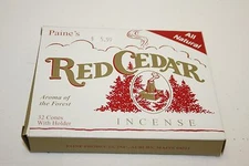 INCENSE & BURNER Paine's with 32 RED CEDAR cones wood holder
