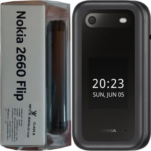 NEW Nokia 2660 Flip 4G Black 128MB + 48MB Dual-SIM Factory Unlocked Simfree - Afbeelding 1 van 4