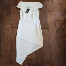 Fashion Nova Women's White Off The Shoulder Asymmetrical Dress - Size M