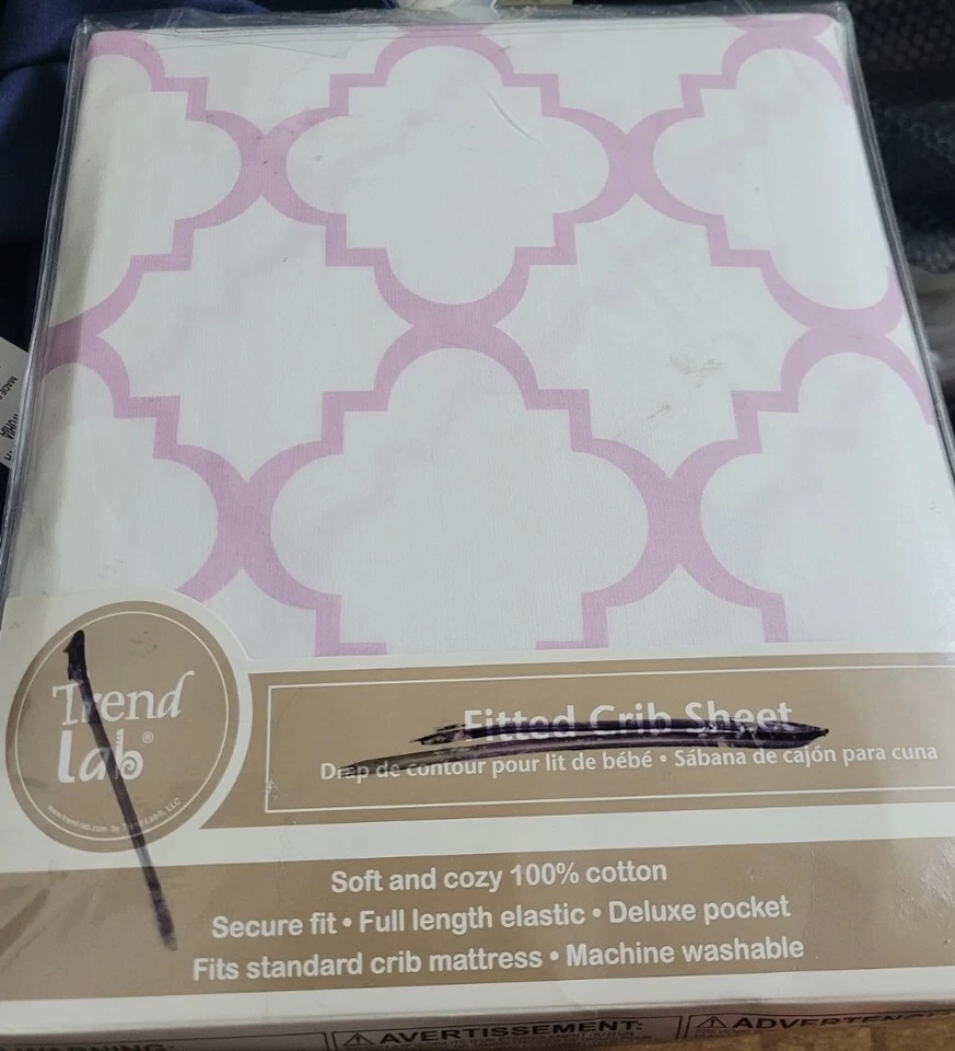 Trend Lab Orchid Bloom Quatrefoil Fitted Crib Sheet - Image 3 of 3