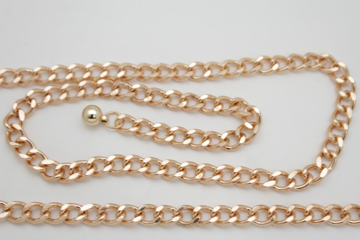 Women Gold Thick Metal Chain Link Fashion Belt Side Strand  display picture 1
