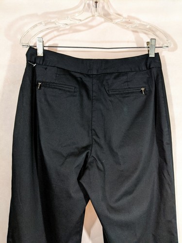 Chicos Womens 8 Pants Black Stretch Cotton Pockets Straight Leg Flat Front Mod - Picture 6 of 12