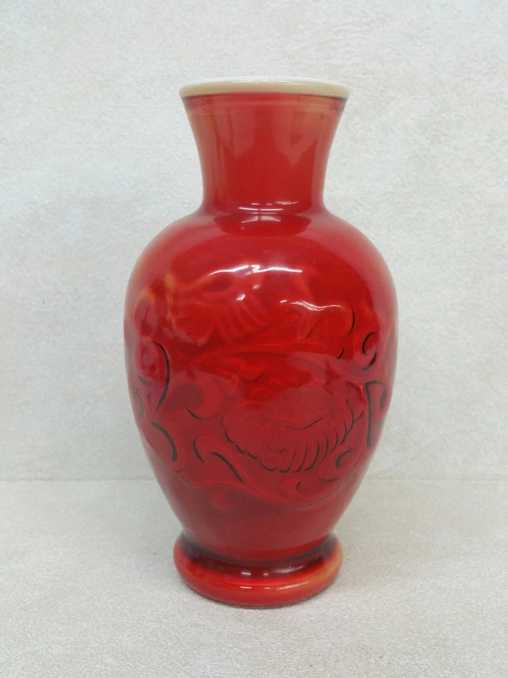 Jarrón de vidrio rojo chino de doble capa Foto 3 de 4